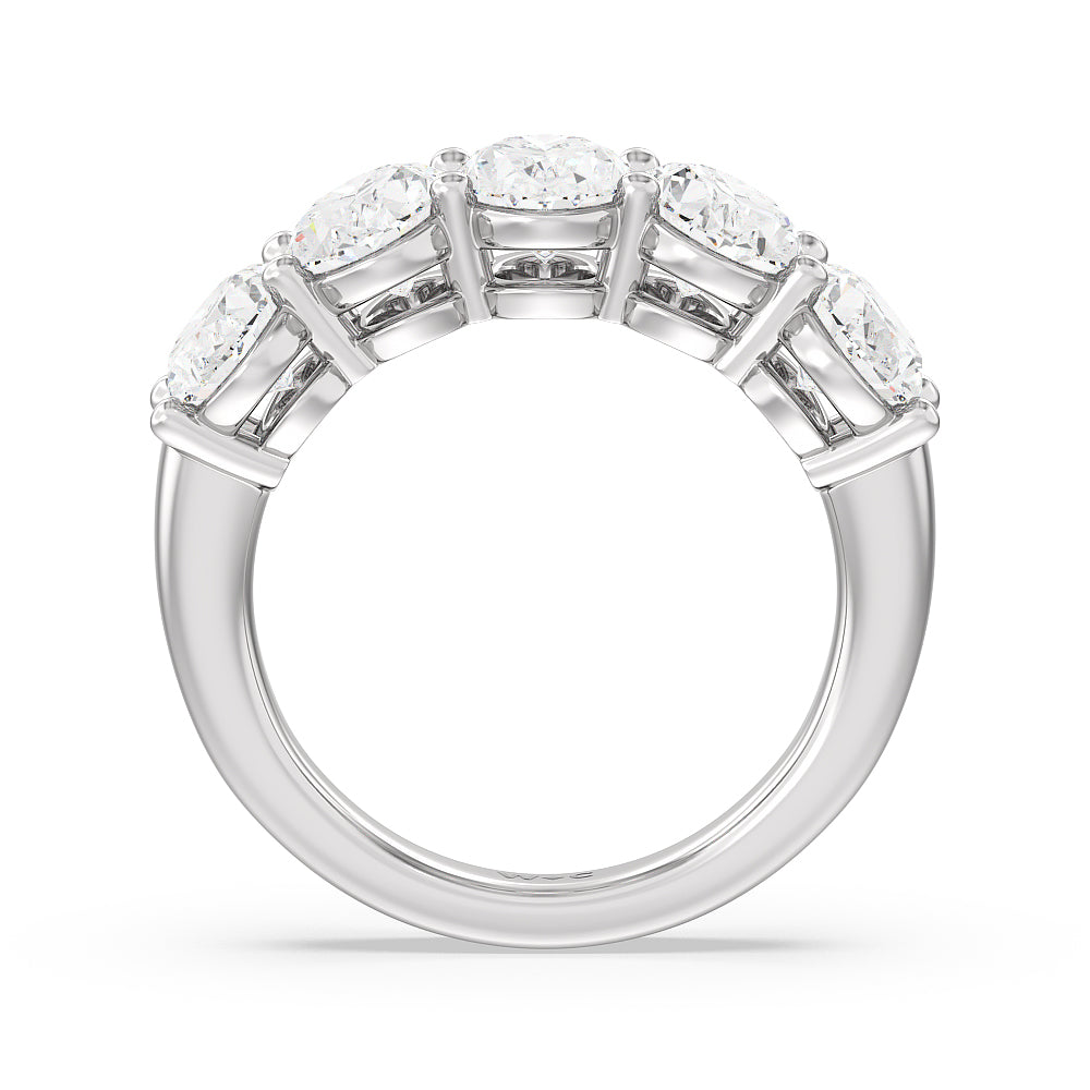 Five Stone Oval Diamond Anniversary Ring with 18KT White Gold / Lab / 4 Cut Diamond in 14KT White Gold / Lab / 4 view 2
