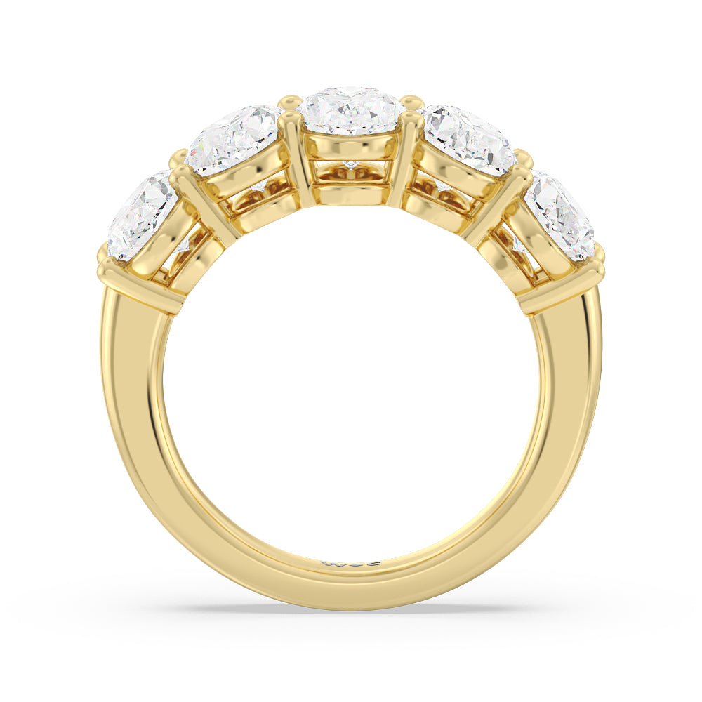 Five Stone Oval Diamond Anniversary Ring with 18KT Yellow Gold / Lab / 4 Cut Diamond in 14KT Yellow Gold / Lab / 4 view 2

