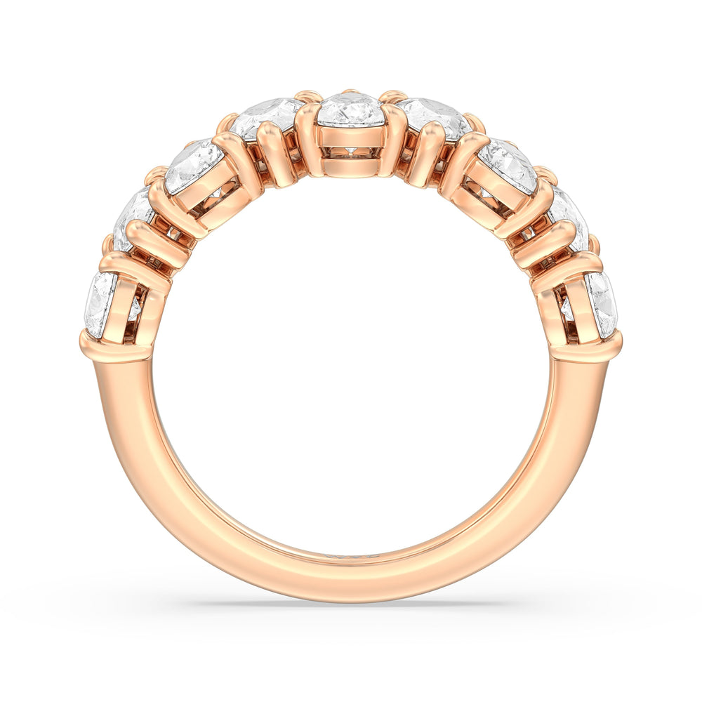 North-South Pear Diamond Anniversary Ring with 18KT Rose Gold / Lab / 3 Cut Diamond in 14KT Rose Gold / Lab / 3 view 4
