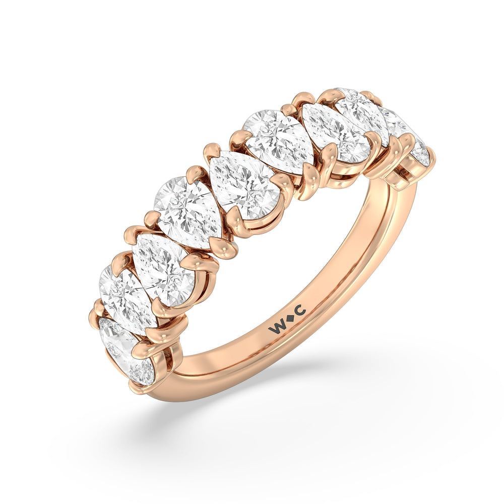 North-South Pear Diamond Anniversary Ring with 18KT Rose Gold / Lab / 3 Cut Diamond in 14KT Rose Gold / Lab / 3 view 5
