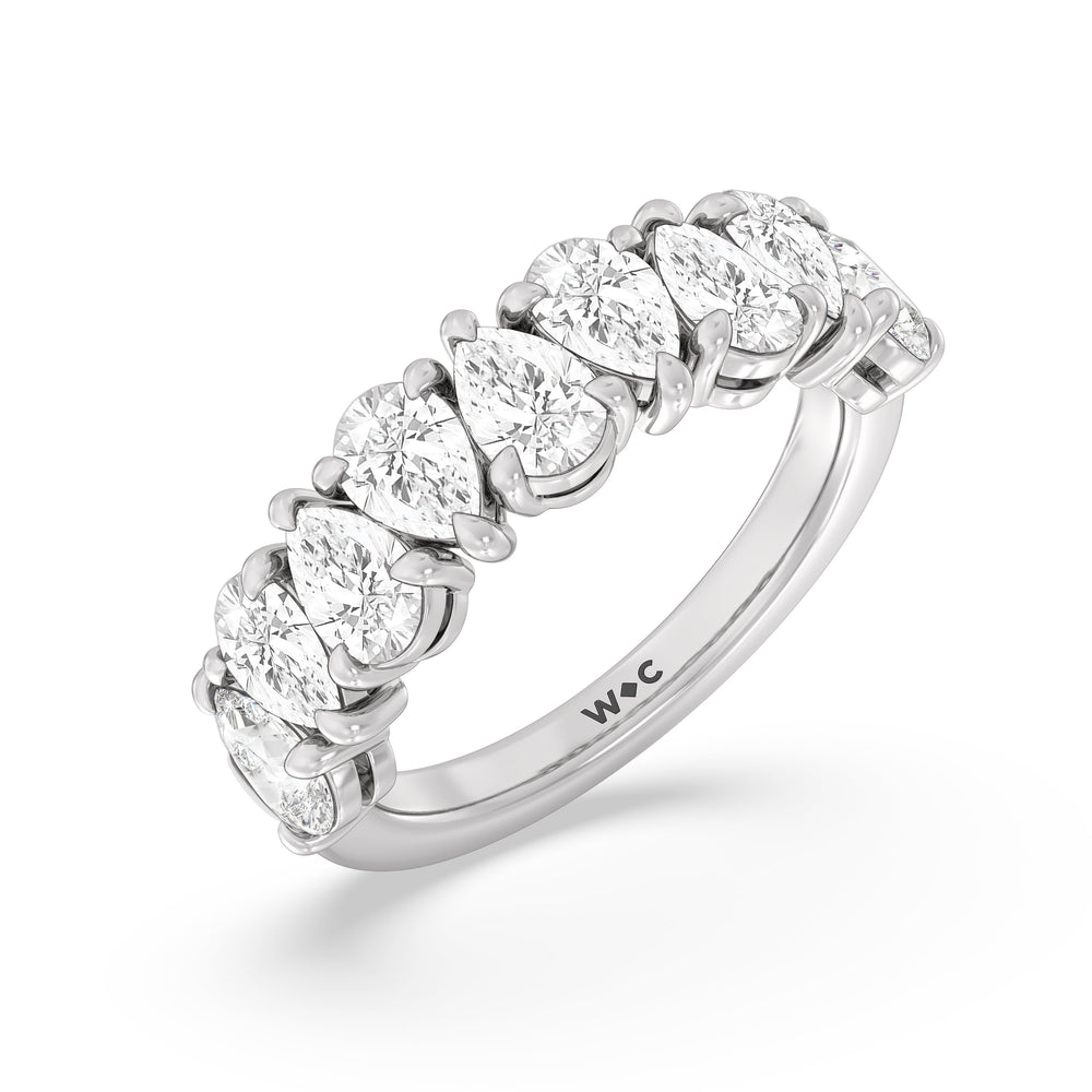 North-South Pear Diamond Anniversary Ring with 18KT White Gold / Lab / 3 Cut Diamond in 14KT White Gold / Lab / 3 view 5
