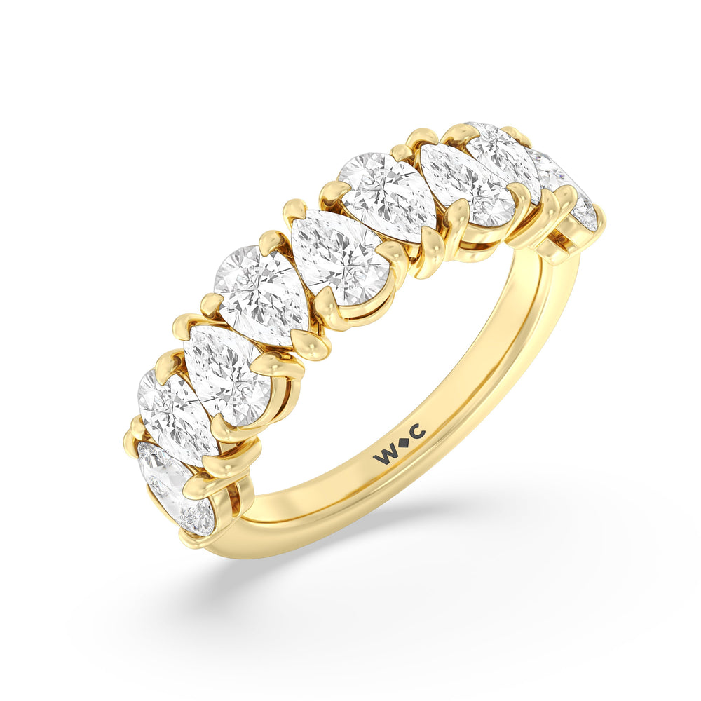 North-South Pear Diamond Anniversary Ring with 18KT Yellow Gold / Lab / 3 Cut Diamond in 14KT Yellow Gold / Lab / 3 view 5
