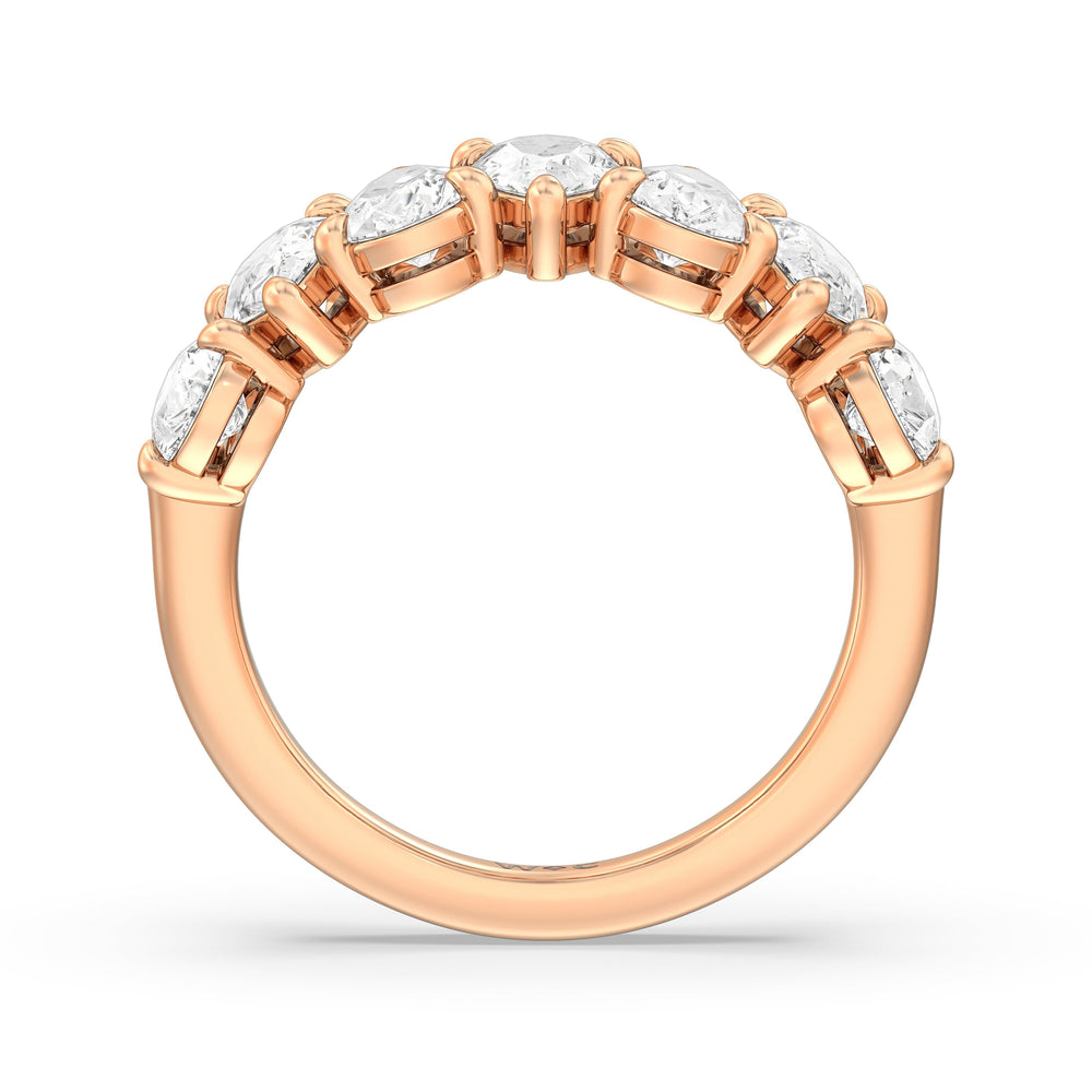 North-South Pear Diamond Anniversary Ring with 18KT Rose Gold / Lab / 4 Cut Diamond in 14KT Rose Gold / Lab / 4 view 4
