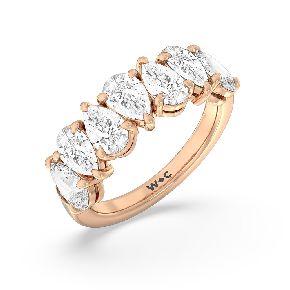 North-South Pear Diamond Anniversary Ring with 18KT Rose Gold / Lab / 4 Cut Diamond in 14KT Rose Gold / Lab / 4 view 5

