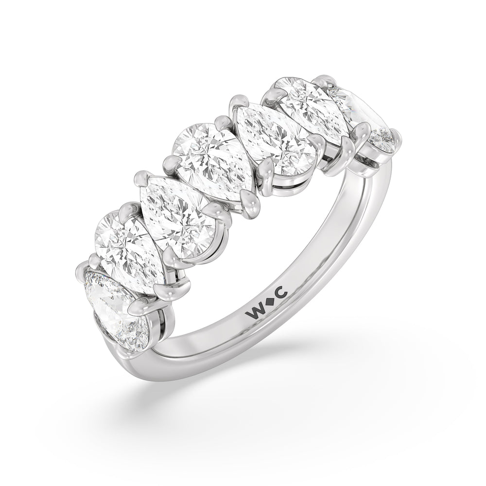 North-South Pear Diamond Anniversary Ring with 18KT White Gold / Lab / 4 Cut Diamond in 14KT White Gold / Lab / 4 view 5
