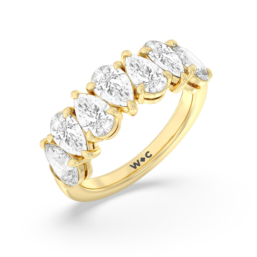 North-South Pear Diamond Anniversary Ring with 18KT Yellow Gold / Lab / 4 Cut Diamond in 14KT Yellow Gold / Lab / 4 view 5
