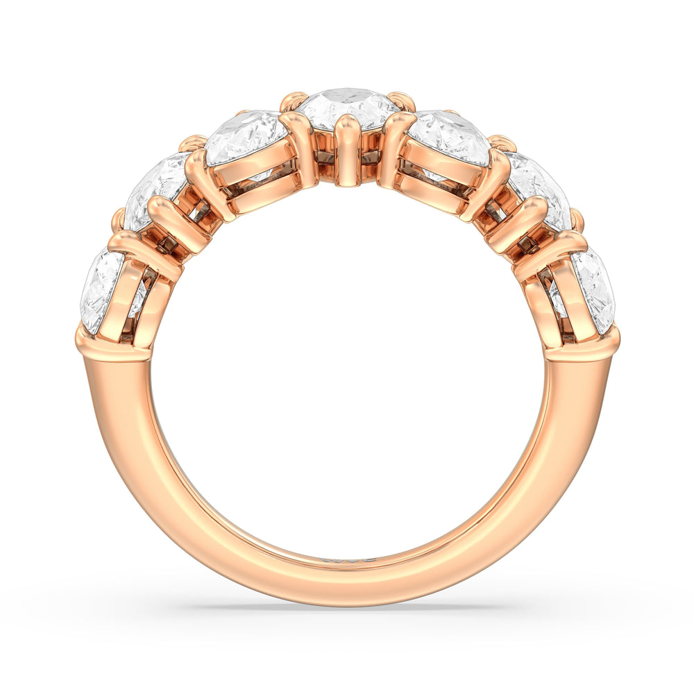 North-South Pear Diamond Anniversary Ring with 18KT Rose Gold / Lab / 4 9/10 Cut Diamond in 14KT Rose Gold / Lab / 4 9/10 view 4
