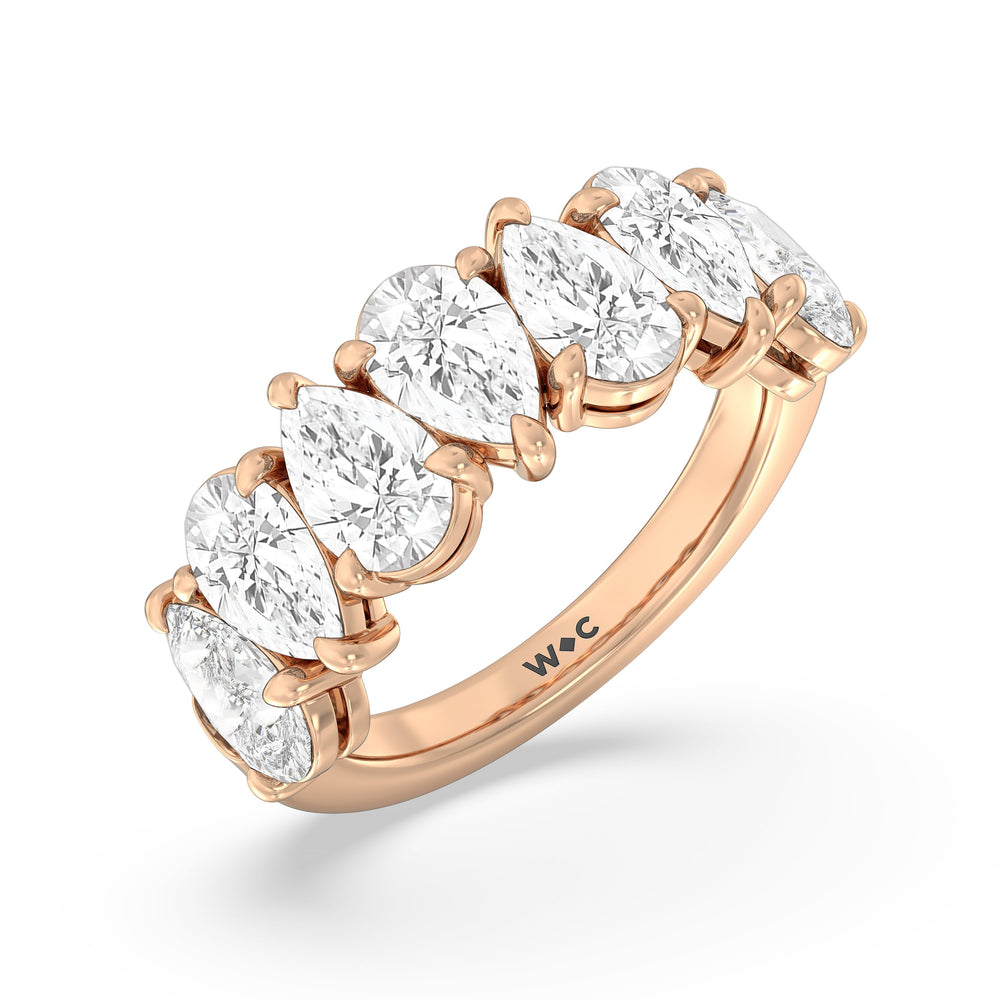 North-South Pear Diamond Anniversary Ring with 18KT Rose Gold / Lab / 4 9/10 Cut Diamond in 14KT Rose Gold / Lab / 4 9/10 view 5
