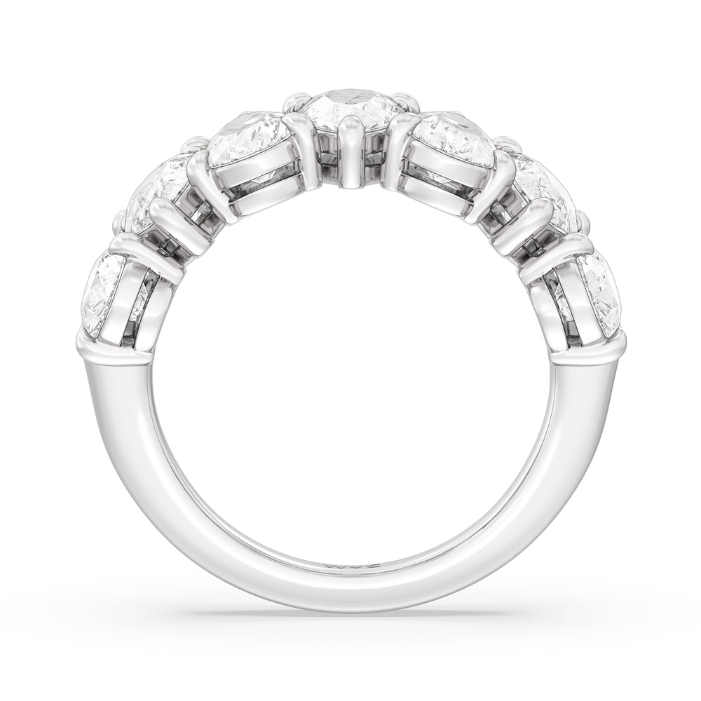 North-South Pear Diamond Anniversary Ring with 18KT White Gold / Lab / 4 9/10 Cut Diamond in 14KT White Gold / Lab / 4 9/10 view 4
