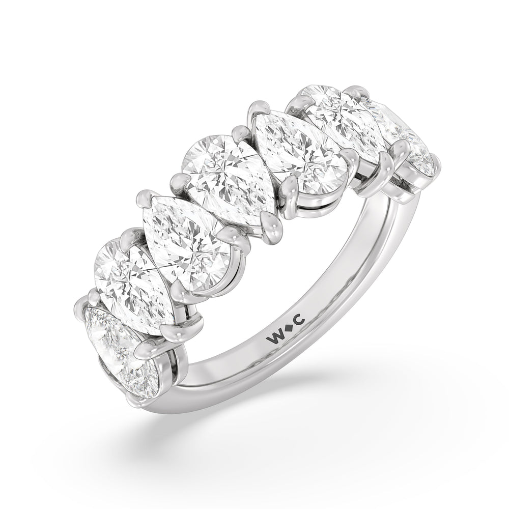 North-South Pear Diamond Anniversary Ring with 18KT White Gold / Lab / 4 9/10 Cut Diamond in 14KT White Gold / Lab / 4 9/10 view 5
