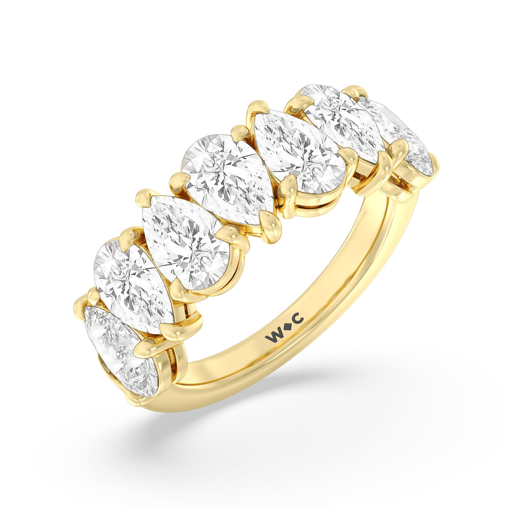 North-South Pear Diamond Anniversary Ring with 18KT Yellow Gold / Lab / 4 9/10 Cut Diamond in 14KT Yellow Gold / Lab / 4 9/10 view 5
