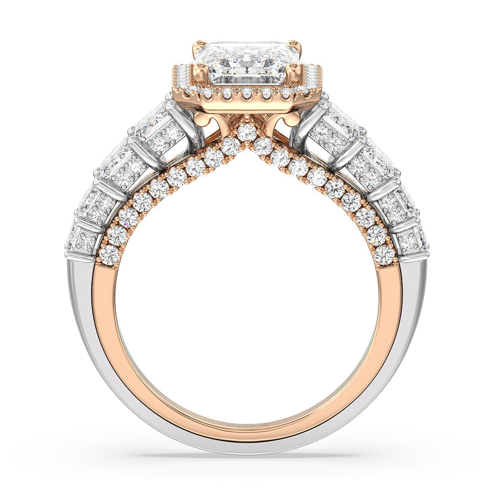Emerald Cut The Plaza Ring with Lab Grown Diamond in 14KT White & Rose Gold view 2
