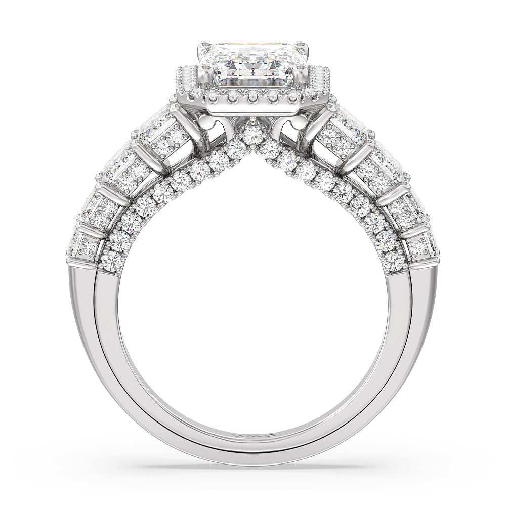 Emerald Cut The Plaza Ring with Lab Grown Diamond in 14KT Platinum view 2
