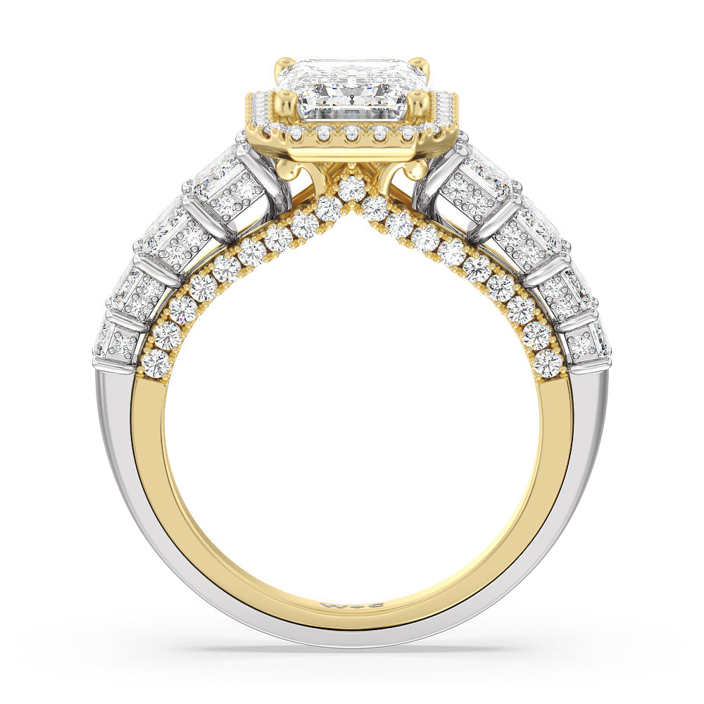 Emerald Cut The Plaza Ring with Lab Grown Diamond in 14KT White & Yellow Gold view 2
