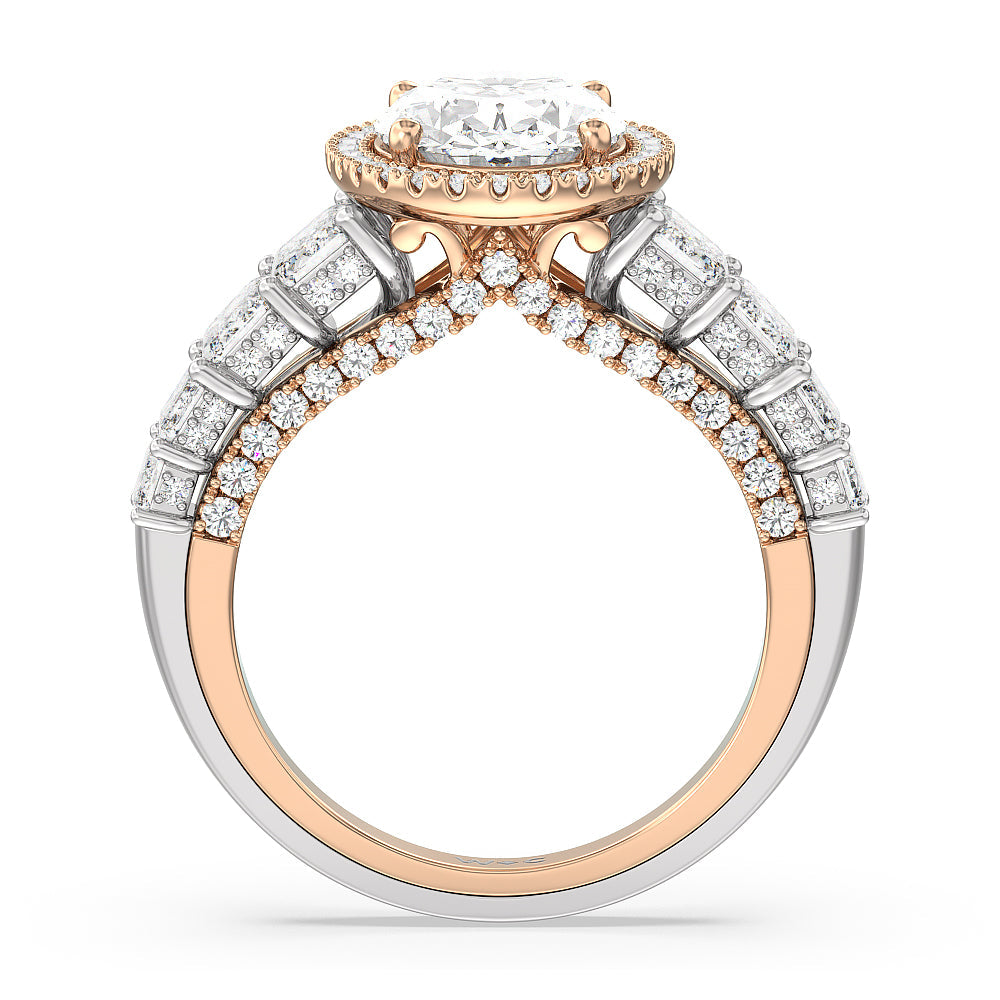 Oval Cut The Plaza Ring with Lab Grown Diamond in 14KT White & Rose Gold view 2
