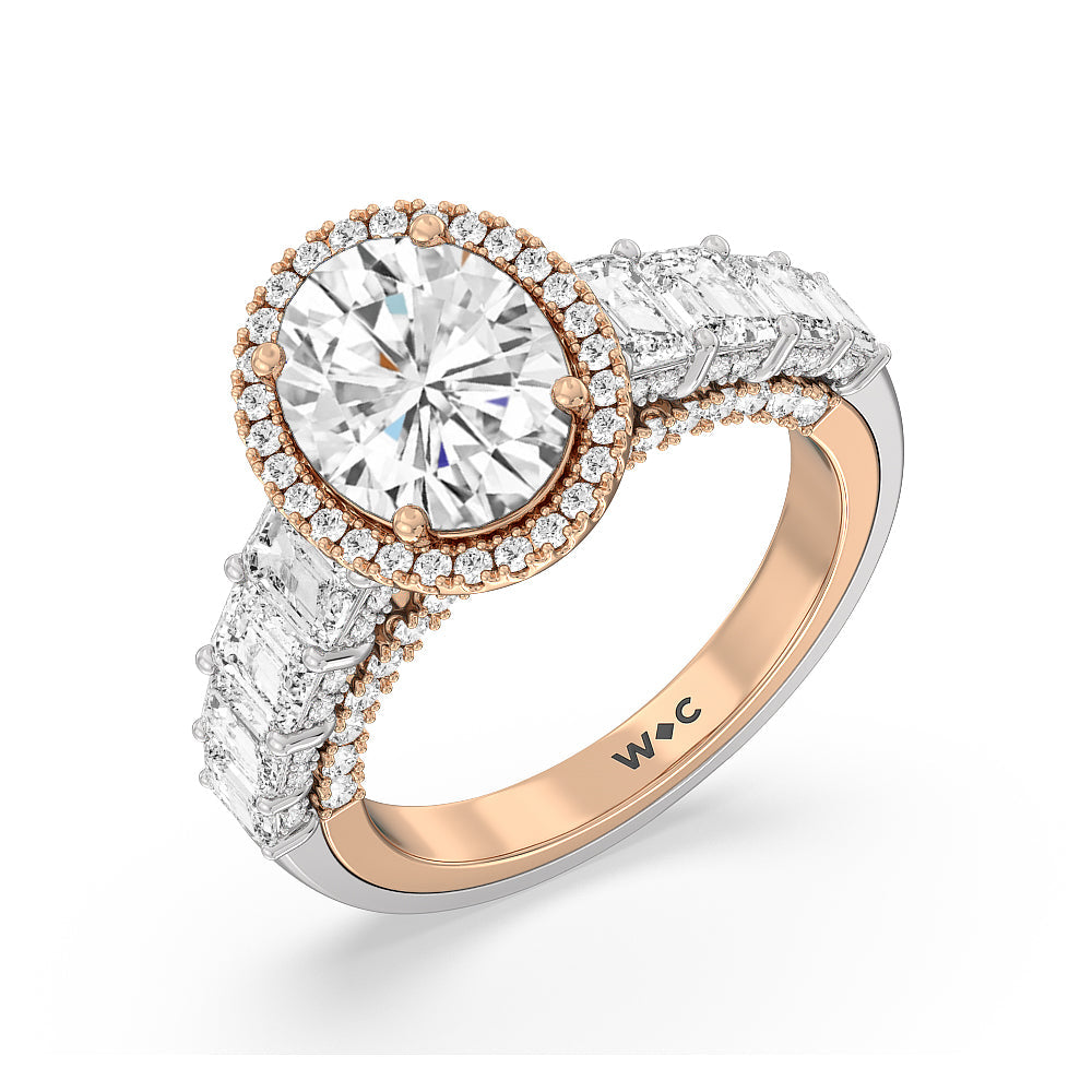 Oval Cut The Plaza Ring with Lab Grown Diamond in 14KT White & Rose Gold view 3
