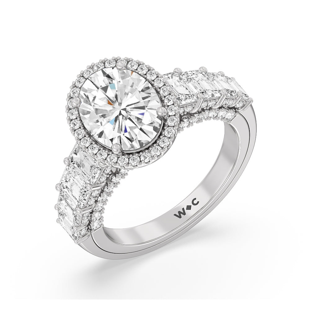 Oval Cut The Plaza Ring with Lab Grown Diamond in 14KT Platinum view 3
