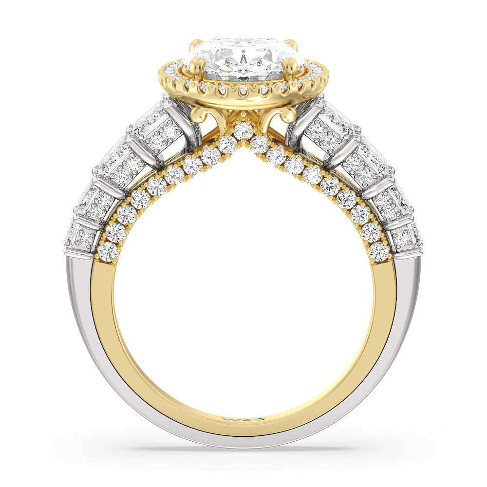 Oval Cut The Plaza Ring with Lab Grown Diamond in 14KT White & Yellow Gold view 2
