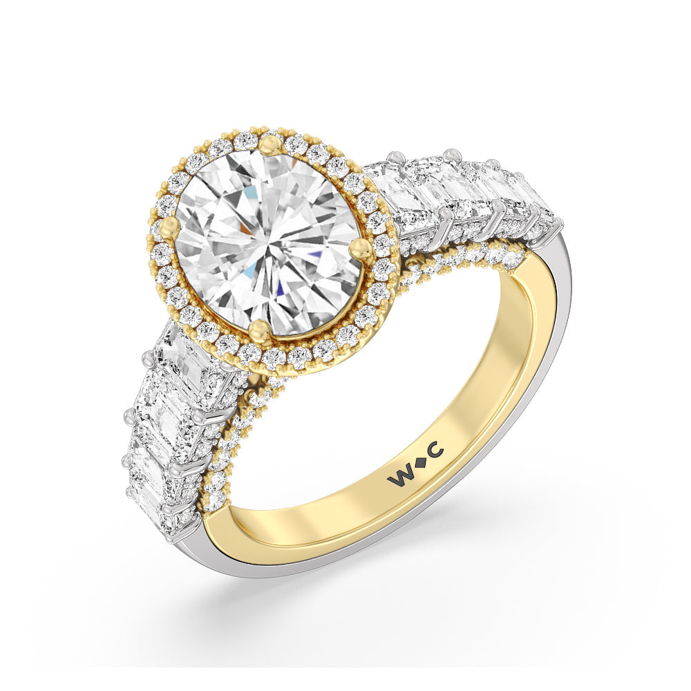 Oval Cut The Plaza Ring with Lab Grown Diamond in 14KT White & Yellow Gold view 3
