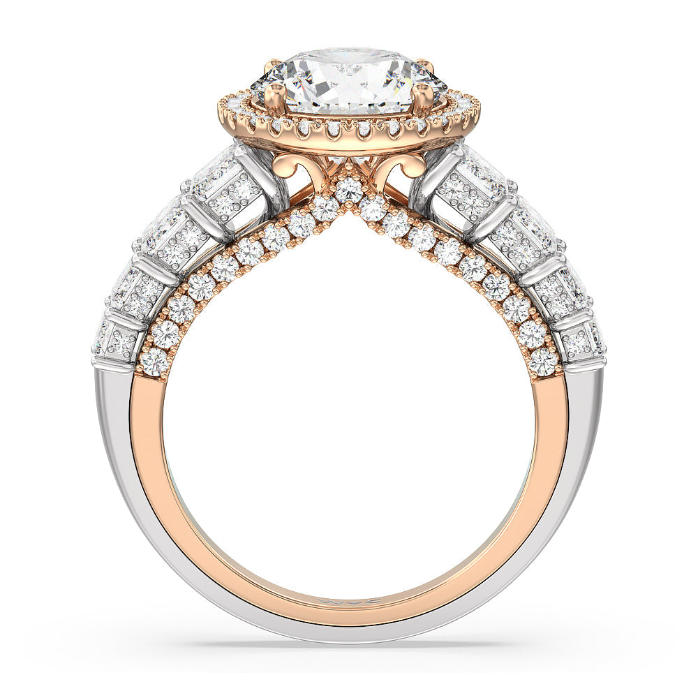 Round Cut The Plaza Ring with Lab Grown Diamond in 14KT White & Rose Gold view 2
