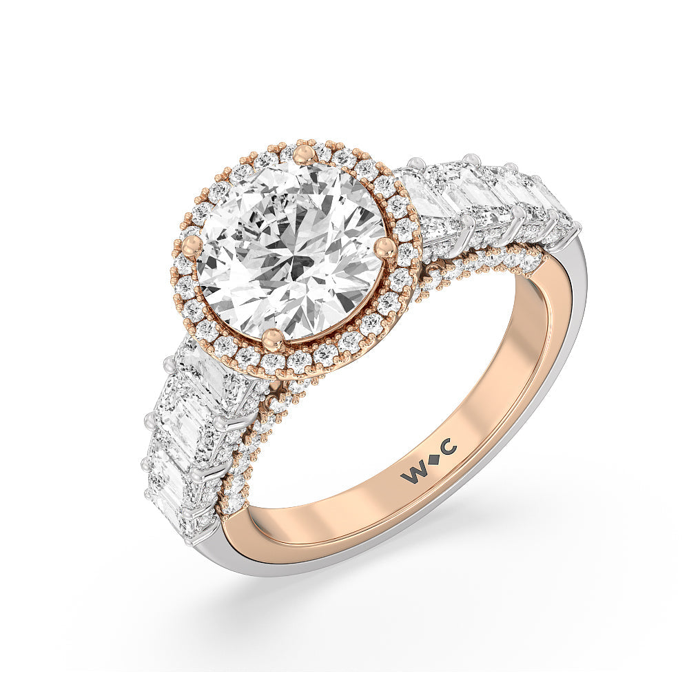 Round Cut The Plaza Ring with Lab Grown Diamond in 14KT White & Rose Gold view 3
