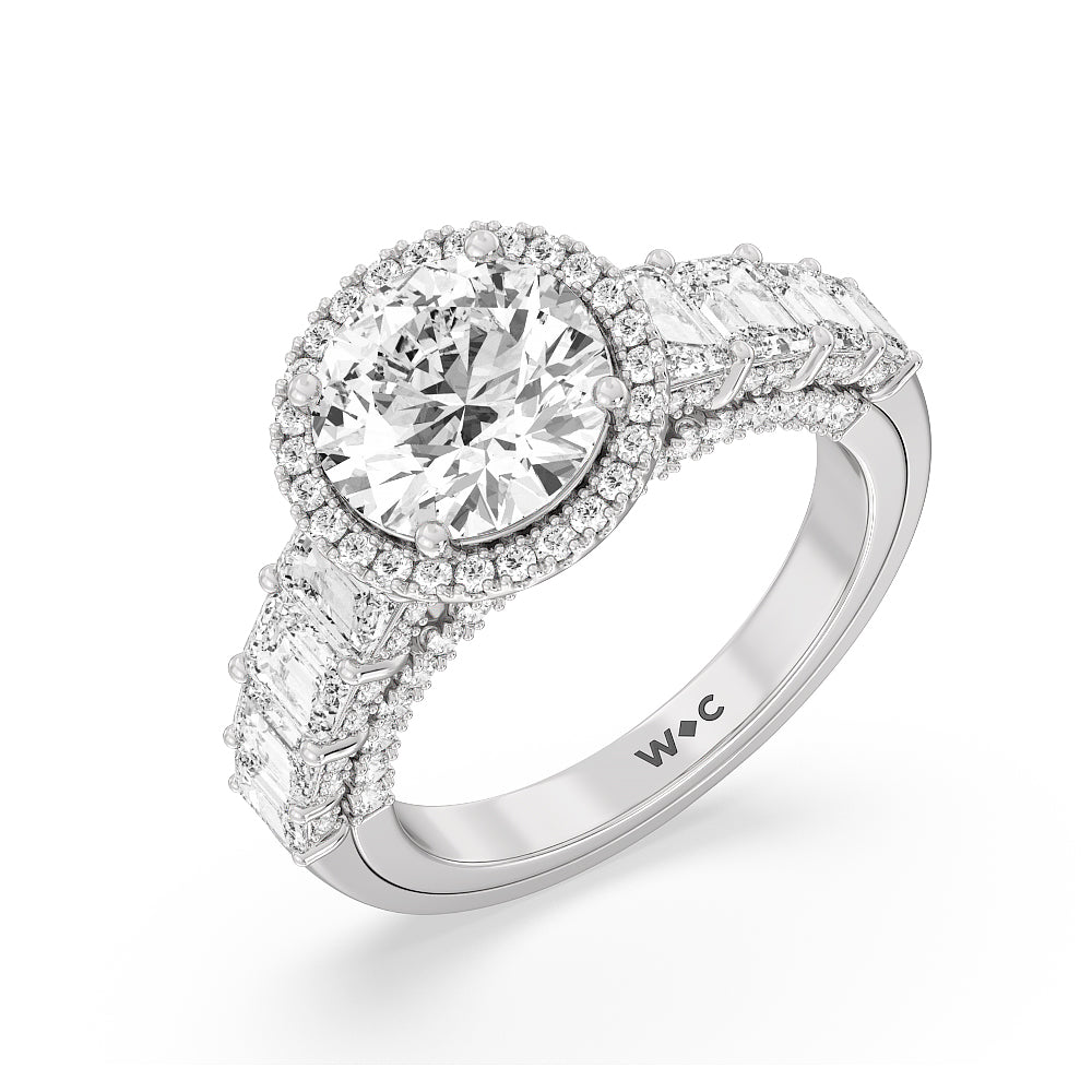 Round Cut The Plaza Ring with Lab Grown Diamond in 14KT Platinum view 3
