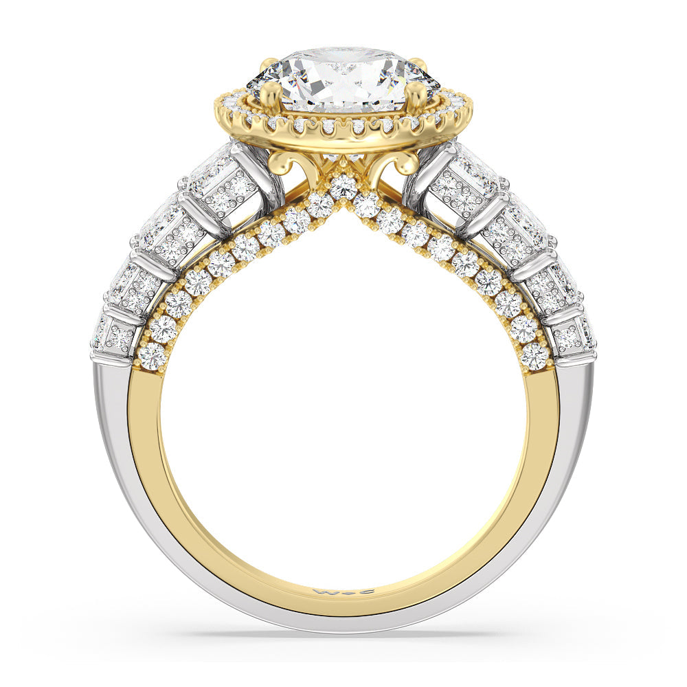 Round Cut The Plaza Ring with Lab Grown Diamond in 14KT White & Yellow Gold view 2
