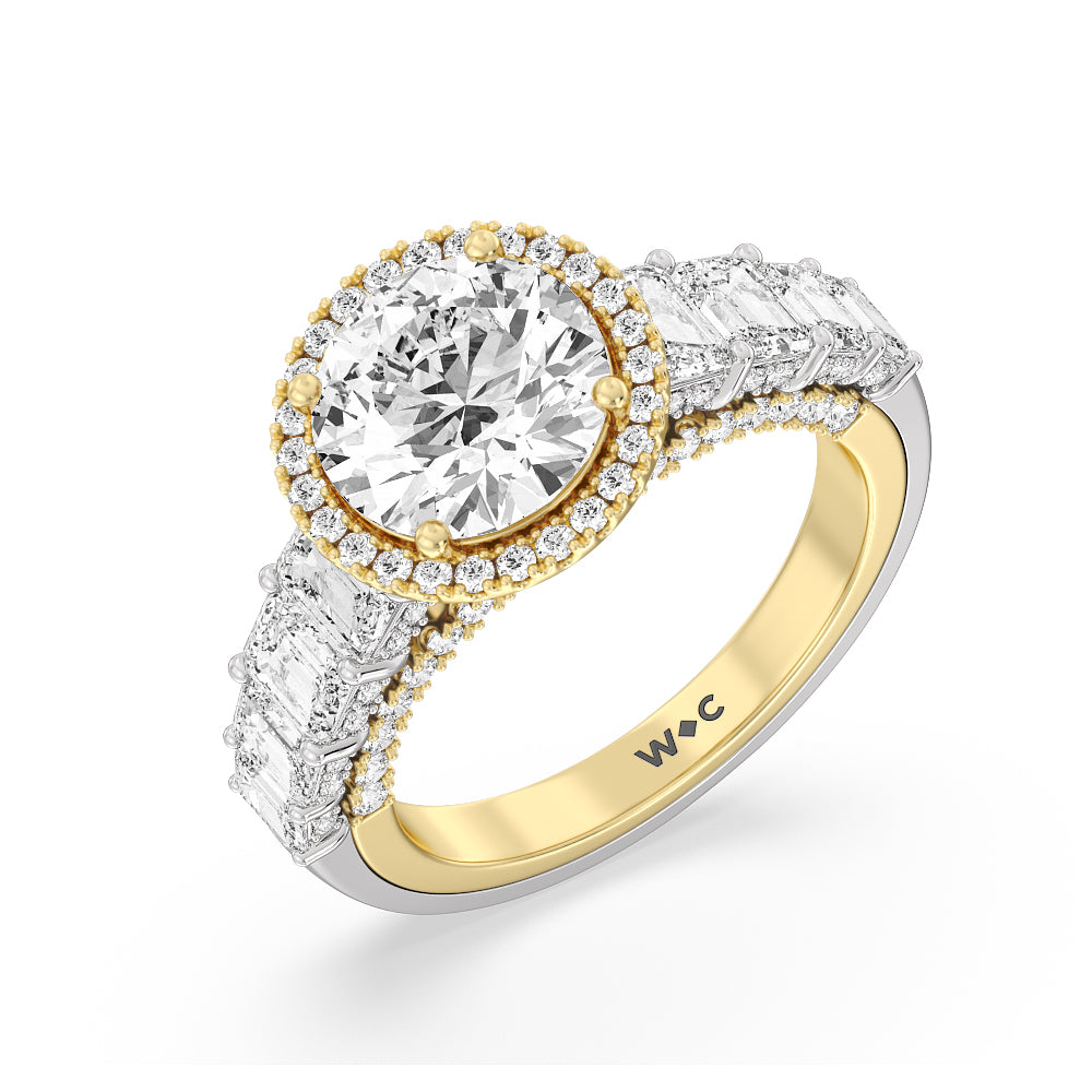 Round Cut The Plaza Ring with Lab Grown Diamond in 14KT White & Yellow Gold view 3
