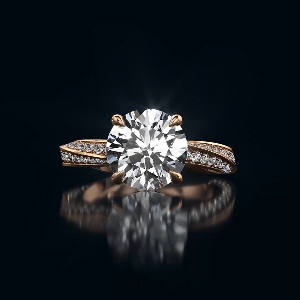 Round Cut The Bond Engagement Ring with Lab Grown Diamond in 14KT Rose Gold view 1
