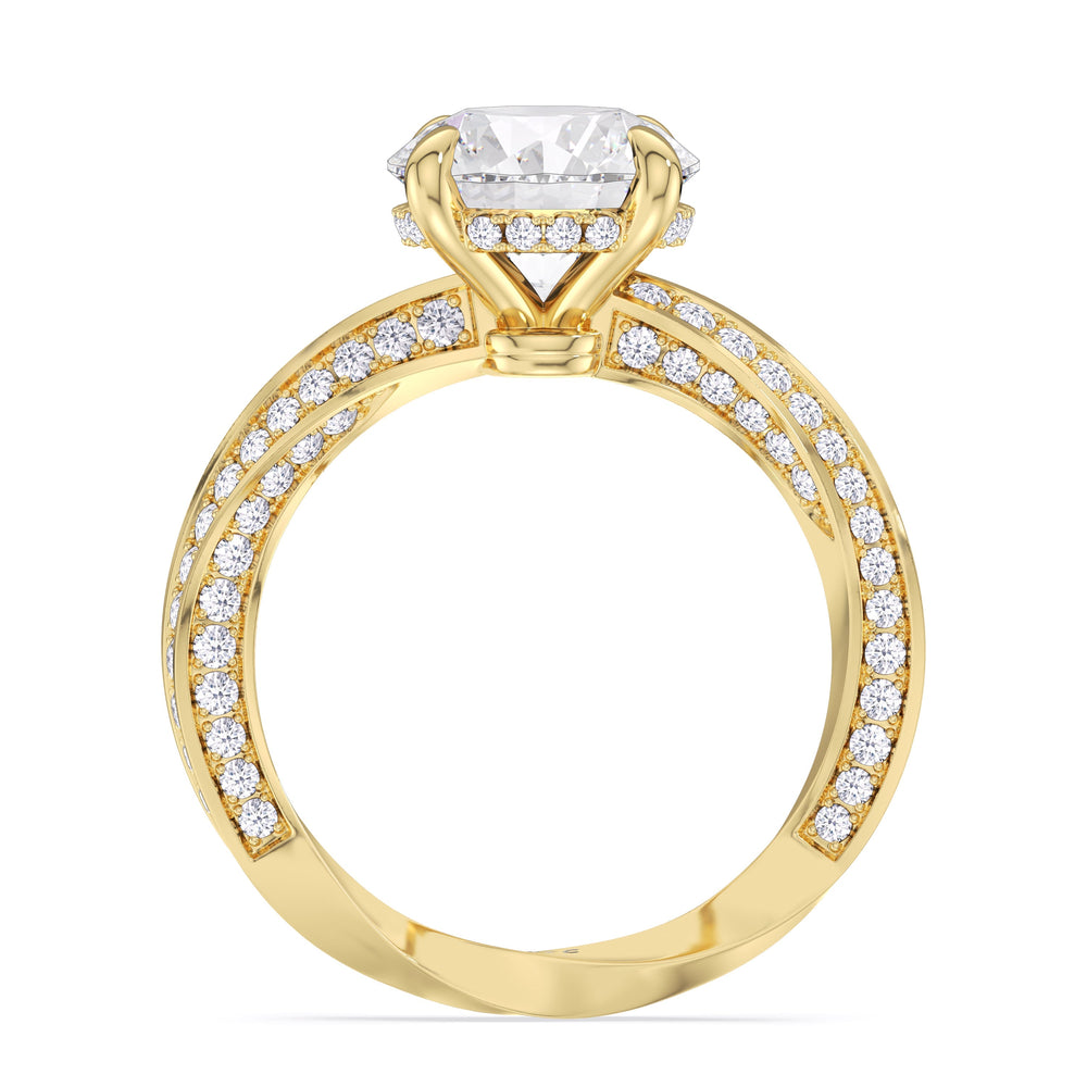 Round Cut The Bond Engagement Ring with Lab Grown Diamond in 14KT Yellow Gold view 3

