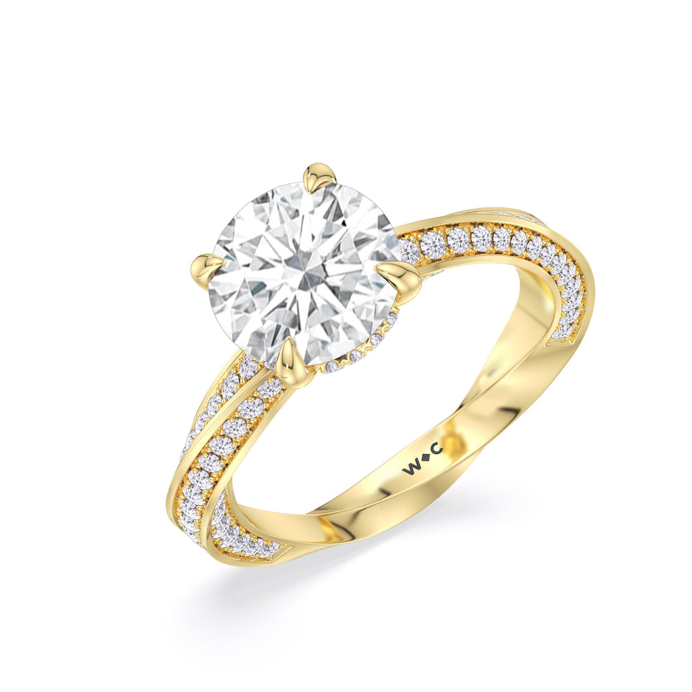 Round Cut The Bond Engagement Ring with Lab Grown Diamond in 14KT Yellow Gold view 4
