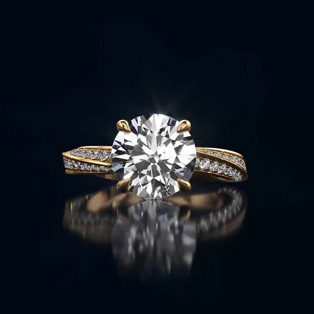 Round Cut The Bond Engagement Ring with Lab Grown Diamond in 14KT Yellow Gold view 1
