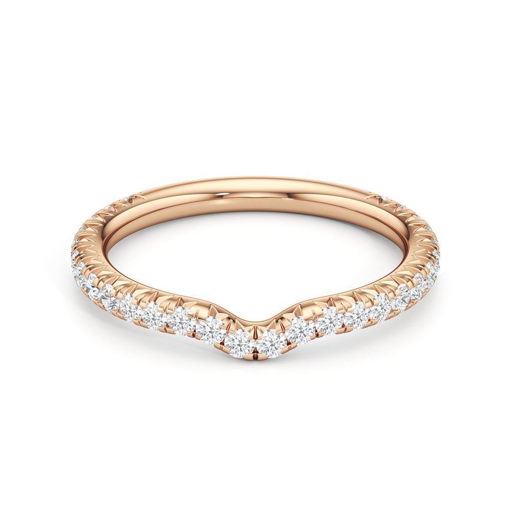 The W Pavé Diamond Wedding Band with 18KT Rose Gold Cut Diamond in 14KT Rose Gold view 1
