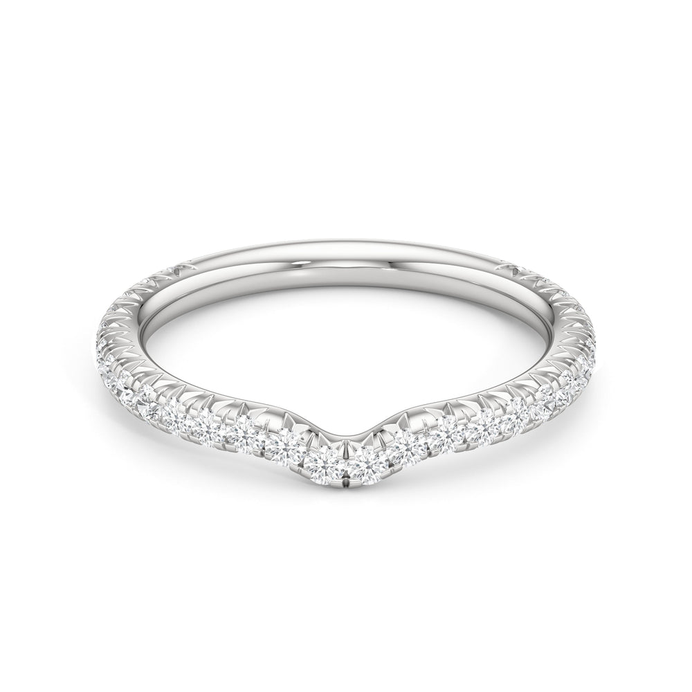 The W Pavé Diamond Wedding Band with 18KT White Gold Cut Diamond in 14KT White Gold view 1
