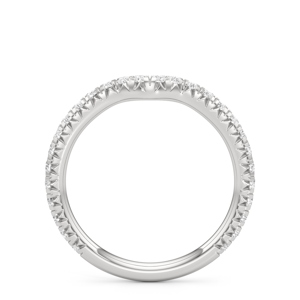 The W Pavé Diamond Wedding Band with 18KT White Gold Cut Diamond in 14KT White Gold view 2
