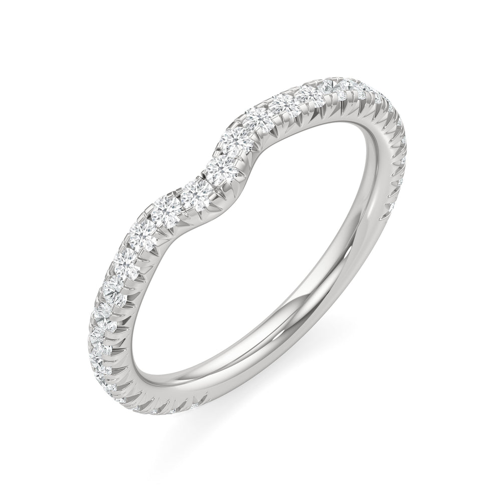 The W Pavé Diamond Wedding Band with 18KT White Gold Cut Diamond in 14KT White Gold view 3
