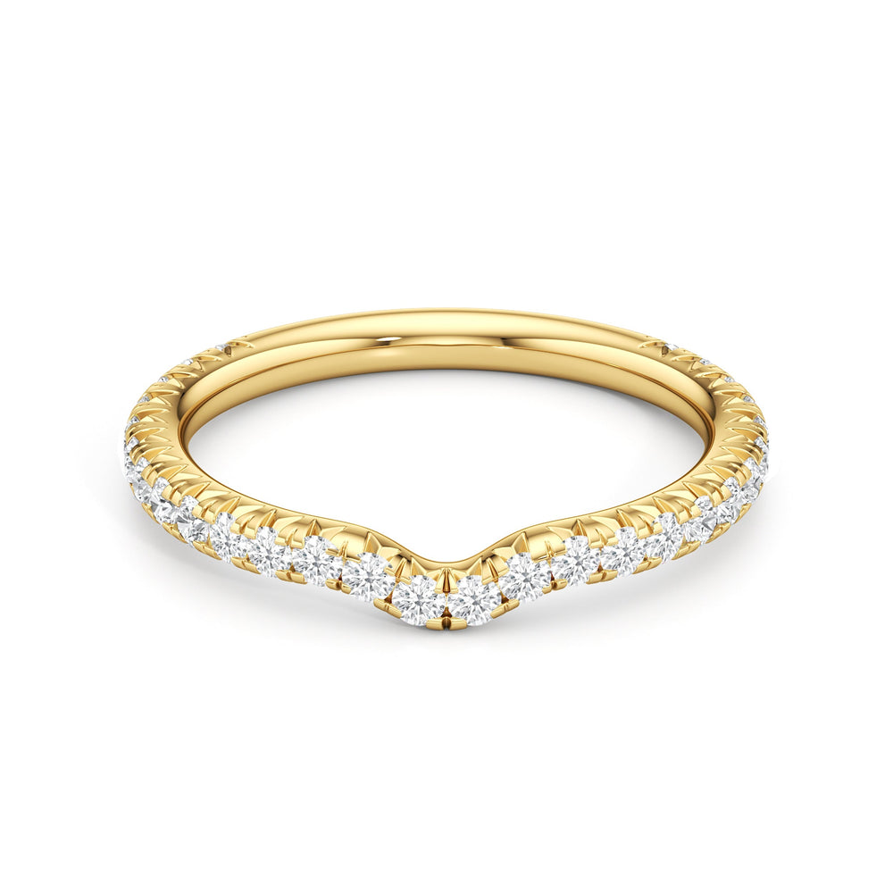 The W Pavé Diamond Wedding Band with 18KT Yellow Gold Cut Diamond in 14KT Yellow Gold view 1
