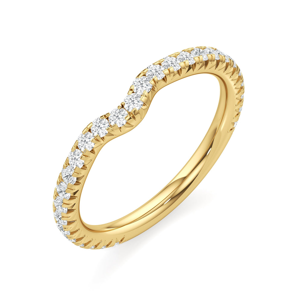 The W Pavé Diamond Wedding Band with 18KT Yellow Gold Cut Diamond in 14KT Yellow Gold view 3
