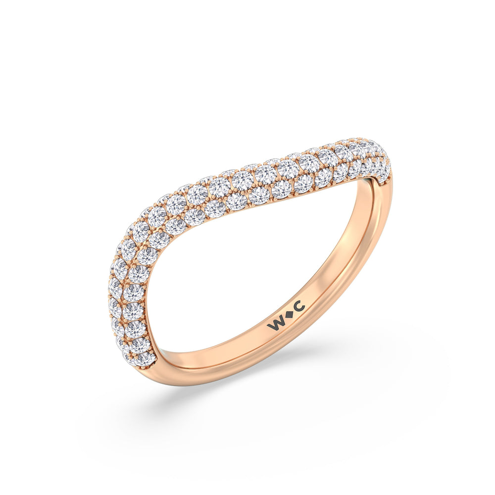 Elegance Curve Ring with 18KT Rose Gold / 3/4 Cut Diamond in 14KT Rose Gold / 3/4 view 3
