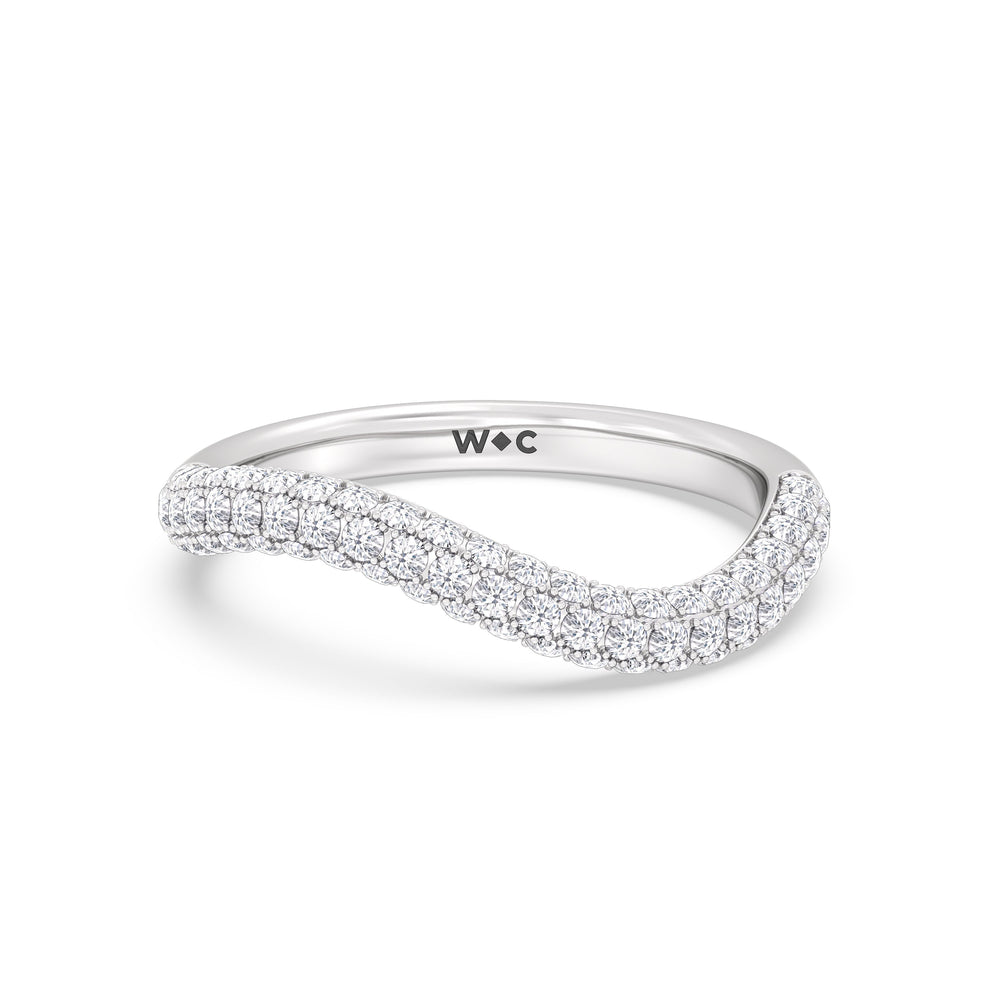 Elegance Curve Ring with 18KT White Gold / 3/4 Cut Diamond in 14KT White Gold / 3/4 view 1
