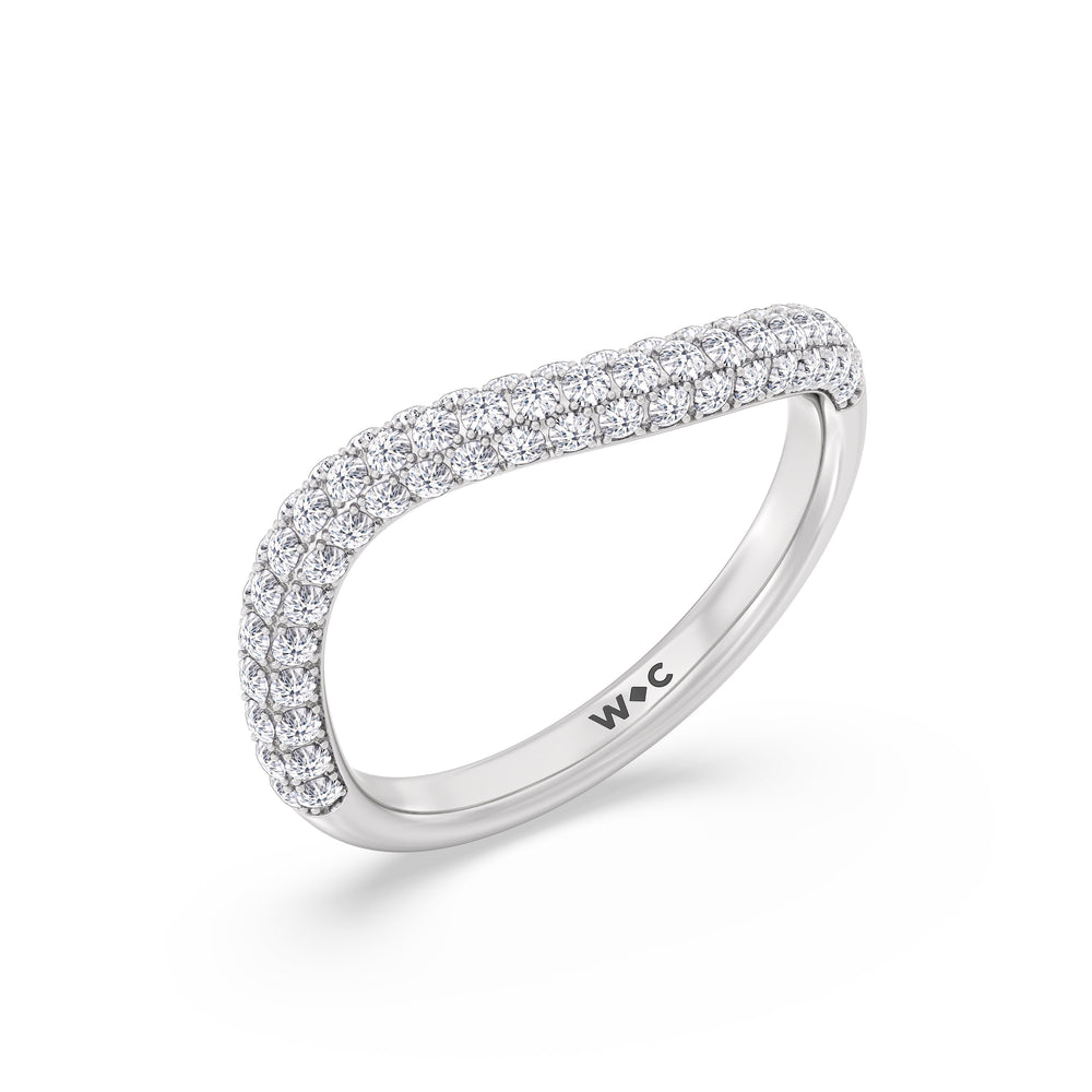 Elegance Curve Ring with 18KT White Gold / 3/4 Cut Diamond in 14KT White Gold / 3/4 view 3

