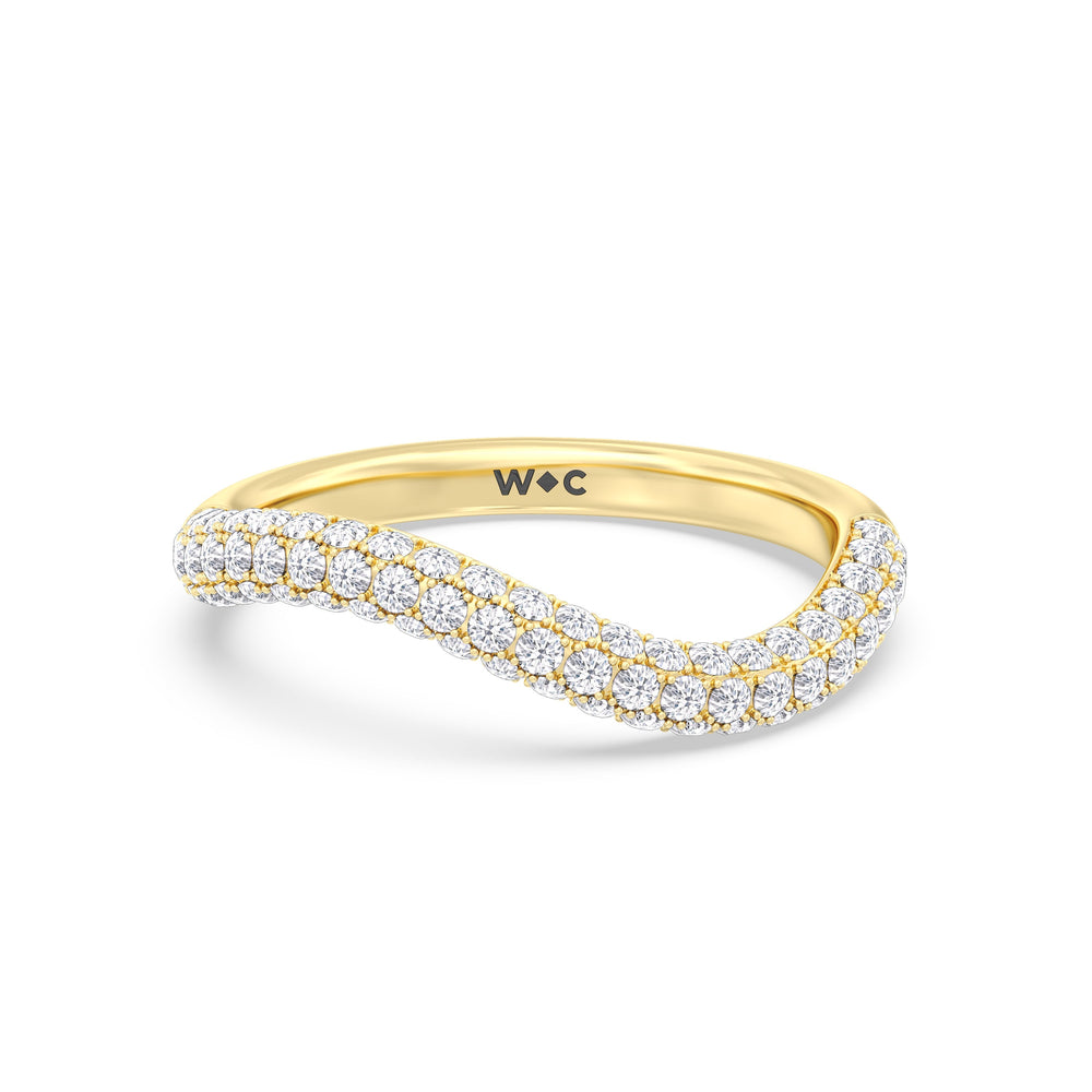 Elegance Curve Ring with 18KT Yellow Gold / 3/4 Cut Diamond in 14KT Yellow Gold / 3/4 view 1
