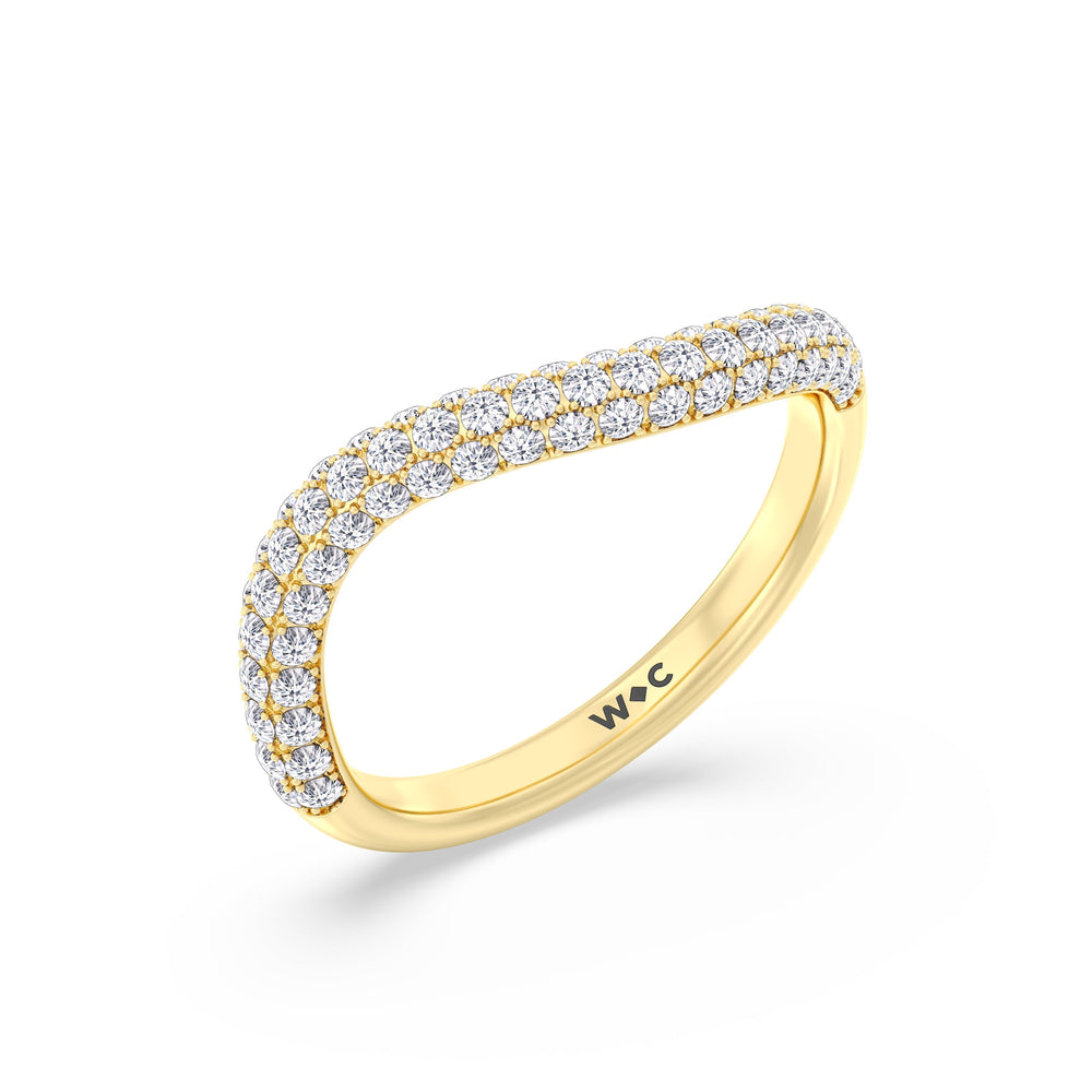 Elegance Curve Ring with 18KT Yellow Gold / 3/4 Cut Diamond in 14KT Yellow Gold / 3/4 view 3
