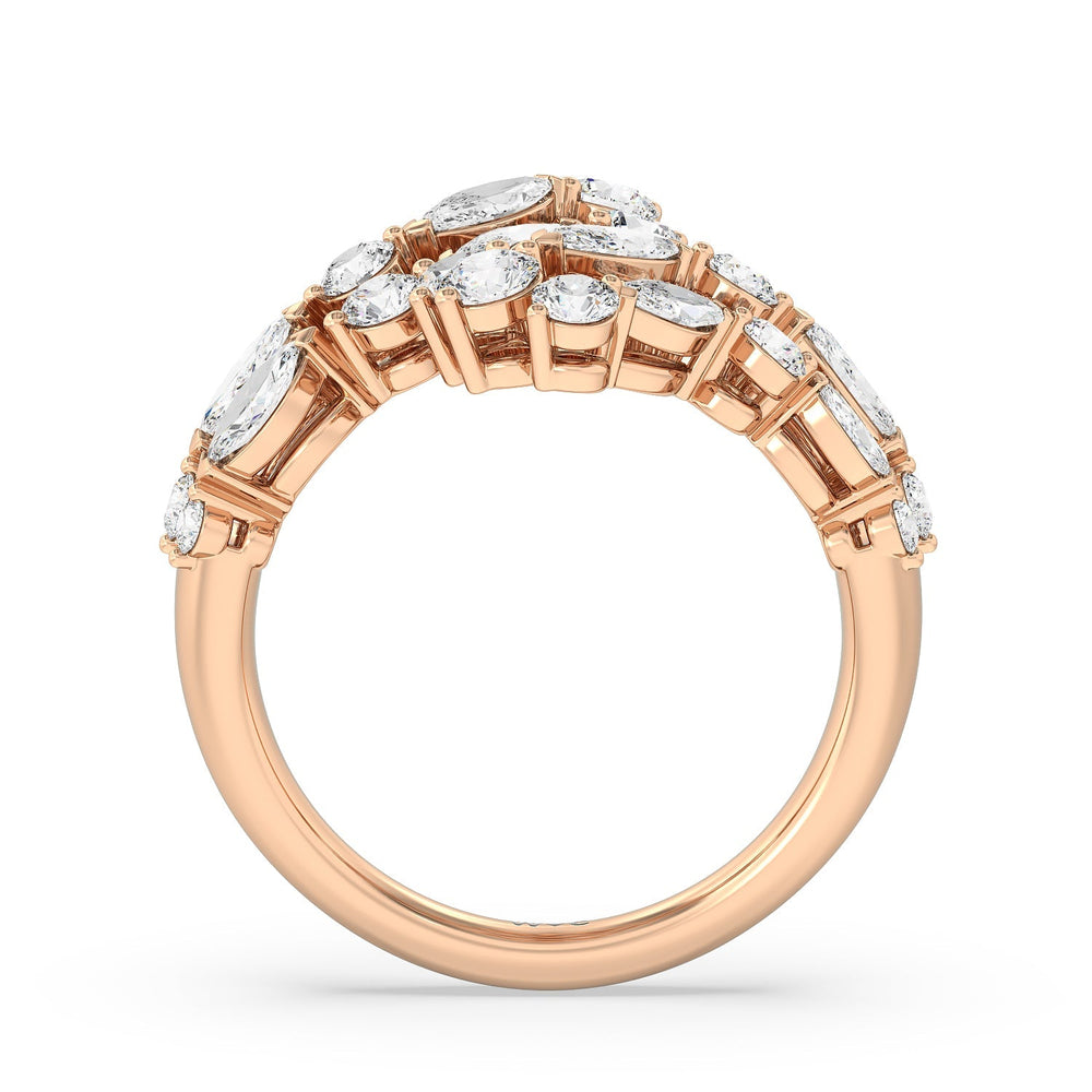 Marquise and Round Bypass Fashion Ring with 18KT Rose Gold / Lab / 3 1/10 Cut Diamond in 14KT Rose Gold / Lab / 3 1/10 view 2
