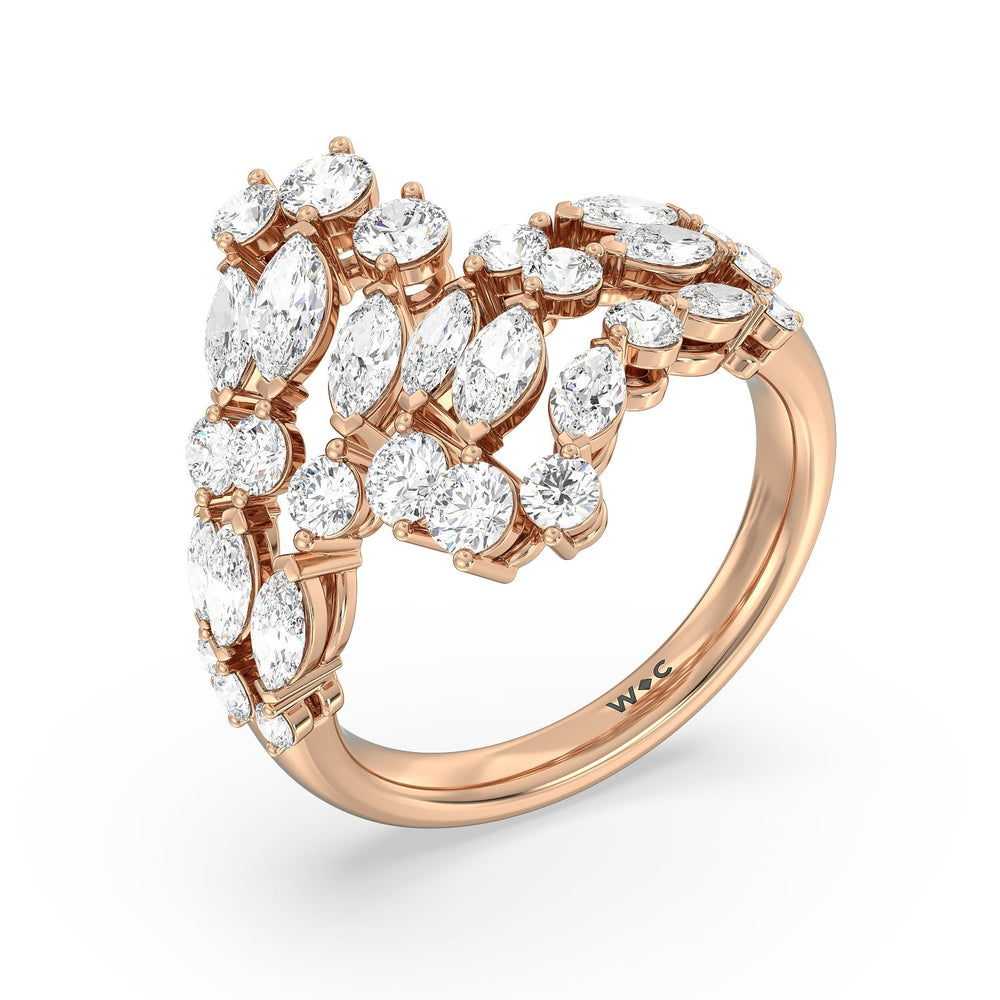 Marquise and Round Bypass Fashion Ring with 18KT Rose Gold / Lab / 3 1/10 Cut Diamond in 14KT Rose Gold / Lab / 3 1/10 view 3
