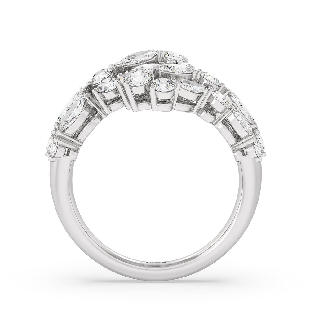 Marquise and Round Bypass Fashion Ring with 18KT White Gold / Lab / 3 1/10 Cut Diamond in 14KT White Gold / Lab / 3 1/10 view 2
