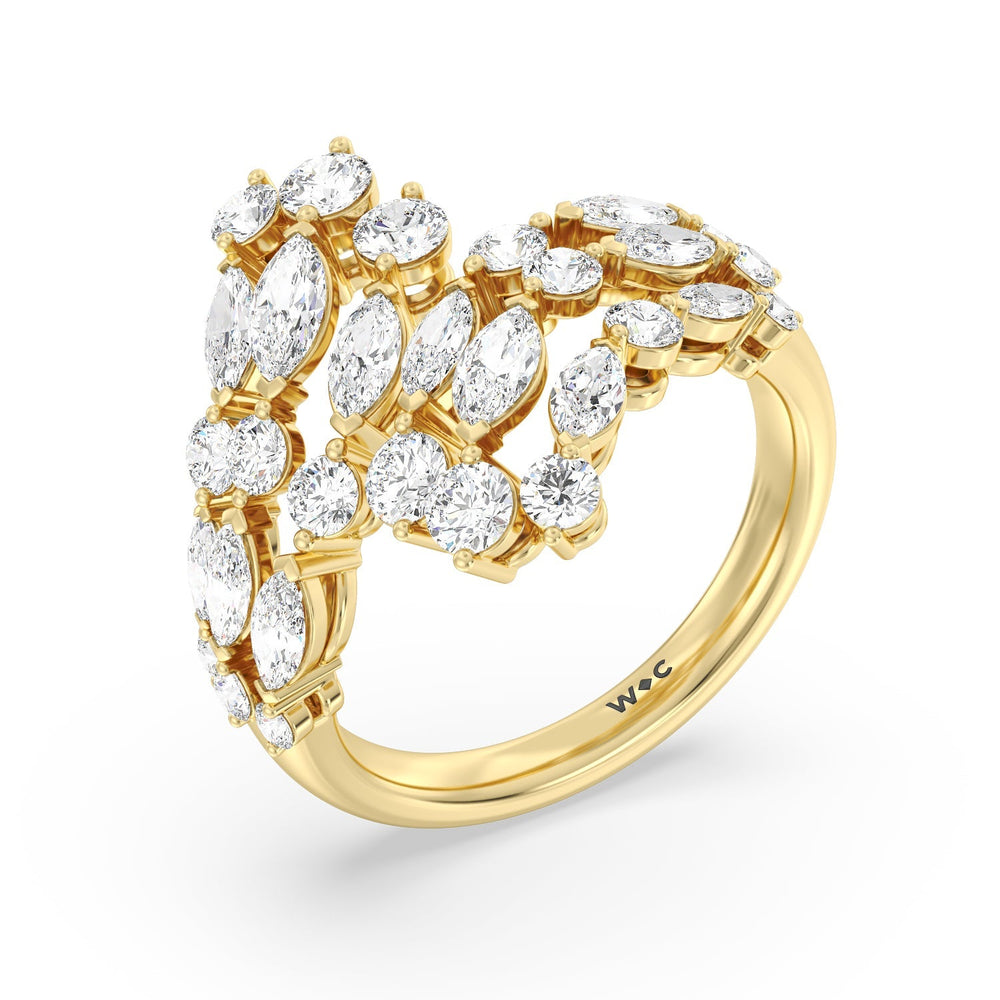 Marquise and Round Bypass Fashion Ring with 18KT Yellow Gold / Lab / 3 1/10 Cut Diamond in 14KT Yellow Gold / Lab / 3 1/10 view 3
