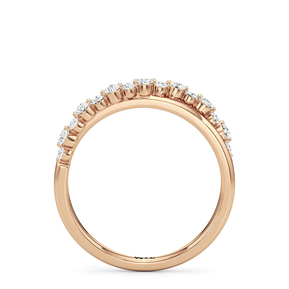 Diamond Line Criss Cross Ring with 18KT Rose Gold / Lab / 1/4 Cut Diamond in 14KT Rose Gold / Lab / 1/4 view 2
