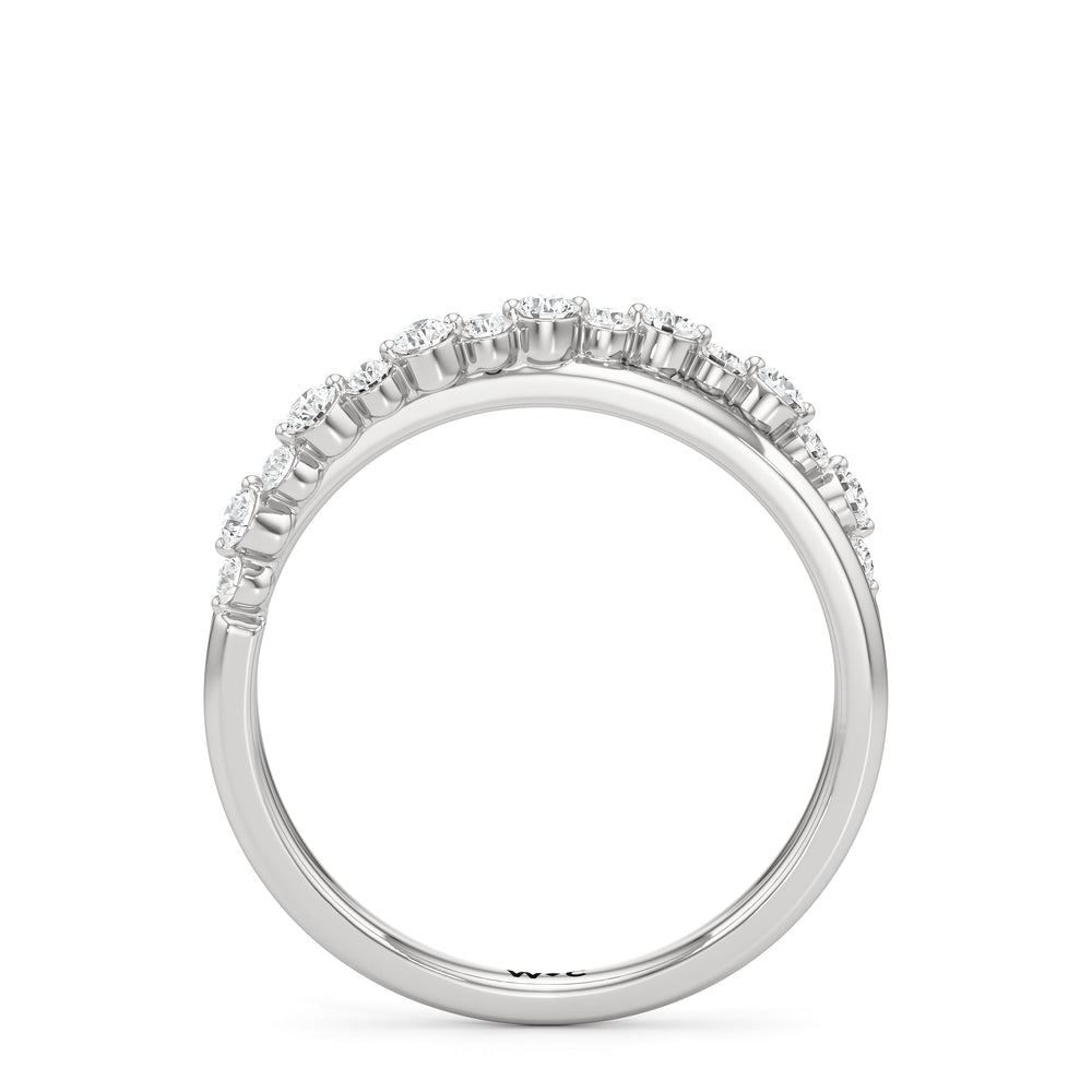 Diamond Line Criss Cross Ring with 18KT White Gold / Lab / 1/4 Cut Diamond in 14KT White Gold / Lab / 1/4 view 2
