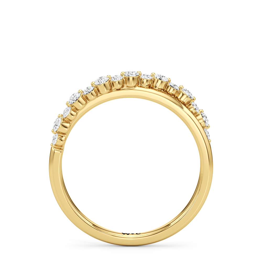 Diamond Line Criss Cross Ring with 18KT Yellow Gold / Lab / 1/4 Cut Diamond in 14KT Yellow Gold / Lab / 1/4 view 2
